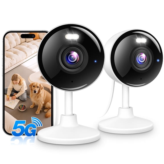2K Indoor Camera Wireless for Home Security,5G & 2.4G Home Camera Indoor for Baby Pet Dog Cat Cam, 2-Way Audio,Color Night Vision,24/7 Local Recording, IP65