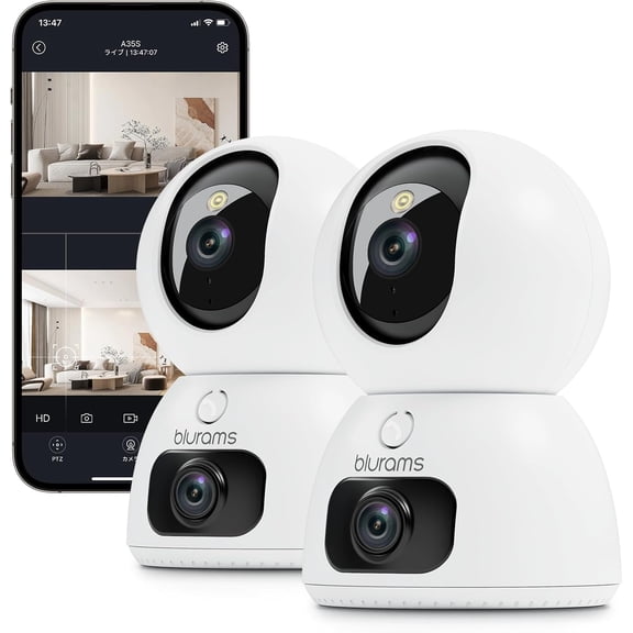 2K Dual-Lens Indoor Camera, 5G Pet Camera with Phone App, Split-Screen View, Free Human/Sound Detection, Motion Tracking, One-Touch Call, Night Vision, Dual-Band WiFi 6, Work with Alexa. 2Pack