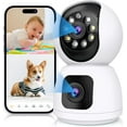2K Dual Lens Indoor Security Camera, 2.4GHz WiFi Indoor Camera for Home