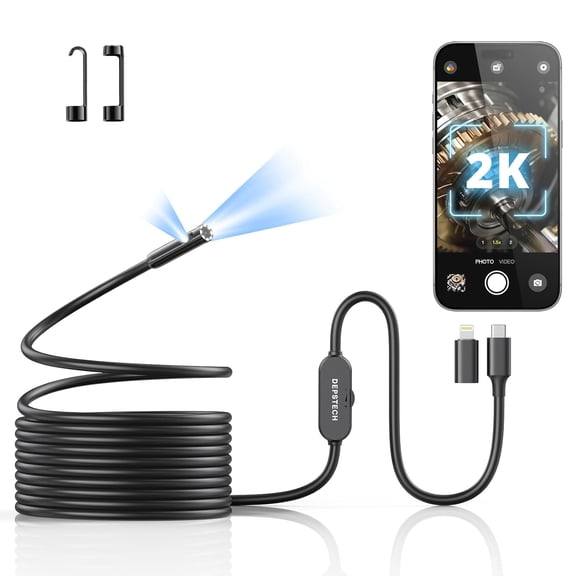 2K Endoscope Camera with Light: 2560P QHD Dual Lens Inspection Borescope 16.5FT Snake Cable for iPhone & Android, Industrial Scope Automotive Tools Sewer, HVAC, Plumbing, Mechanic