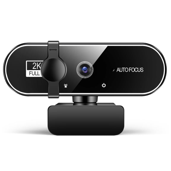 2K Full HD Webcam, Auto Focus, Built-in Mic, Privacy Cover, for Zoom & Streaming