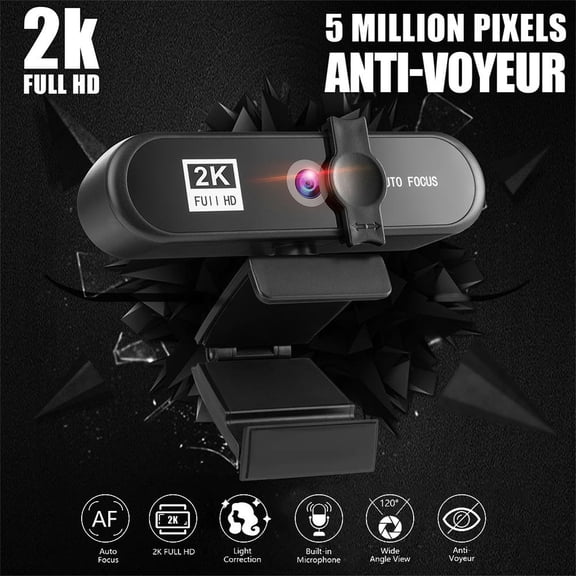 2K HD Computer Webcam Recording USB2.0 Game Noise Reduction With Privacy Cover Tripod Live Broadcast Built-in Mic Plug And Play