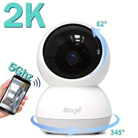 2K Home Security Camera, Indoor Wireless, AI Motion Tracking, 360° Pan-Tilt-Zoom, IR Night Vision, Two-Way Audio, Siren Alarm, Works With Alexa/Google Assistant, 2.4G/5G Dual-Band, 1pc