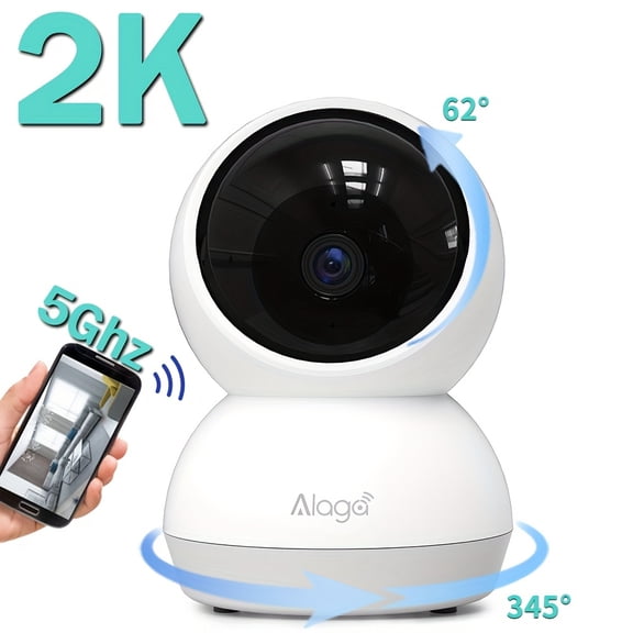 2K Home Security Camera, Indoor Wireless, AI Motion Tracking, 360° Pan-Tilt-Zoom, IR Night Vision, Two-Way Audio, Siren Alarm, Works With Alexa/Google Assistant, 2.4G/5G Dual-Band, 1pc