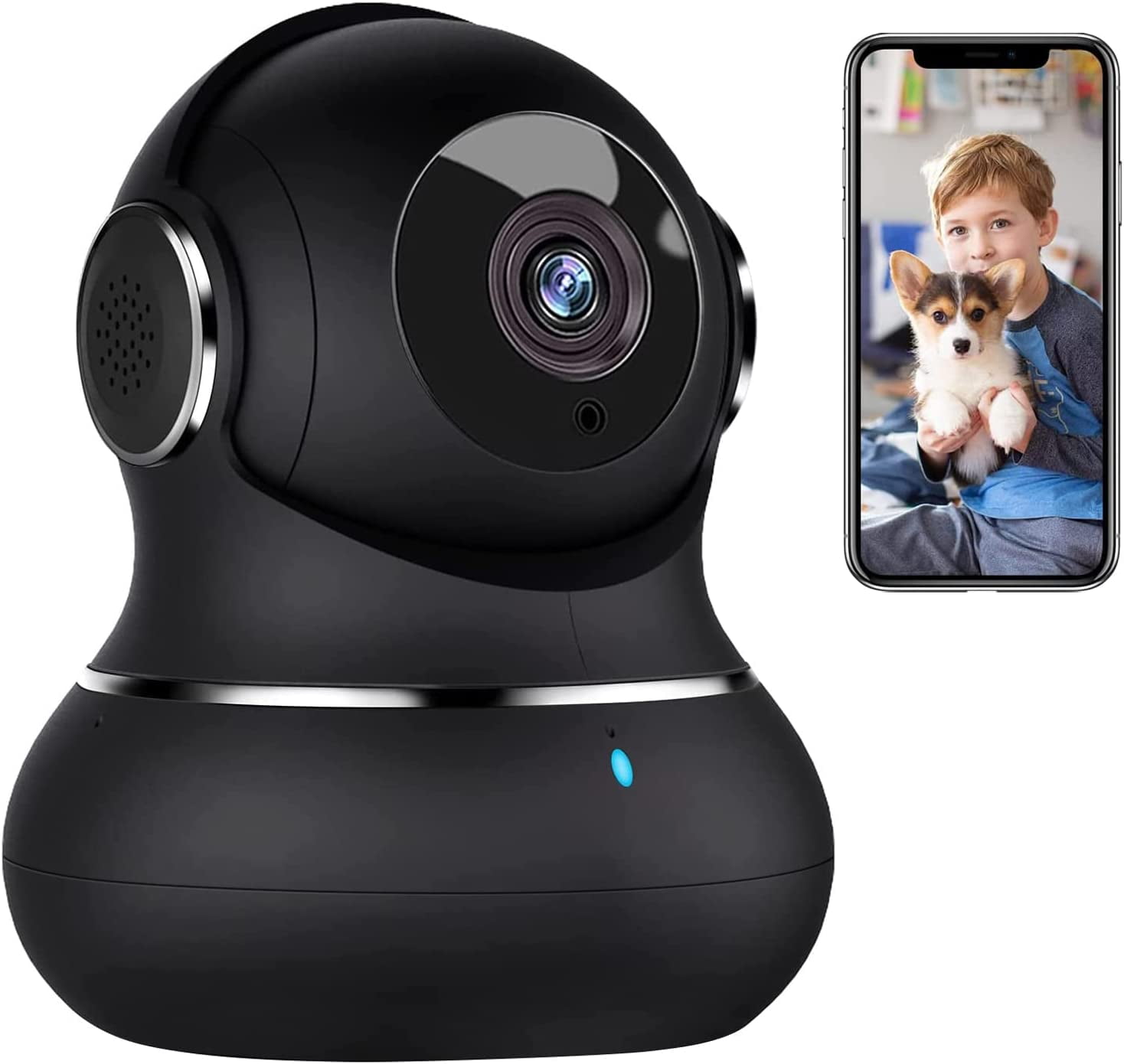 2K Indoor Security Camera, 360° Cameras for Home Security Indoor with Motion Detection, Pet Cam with Phone App, Baby Monitor-Night Vision
