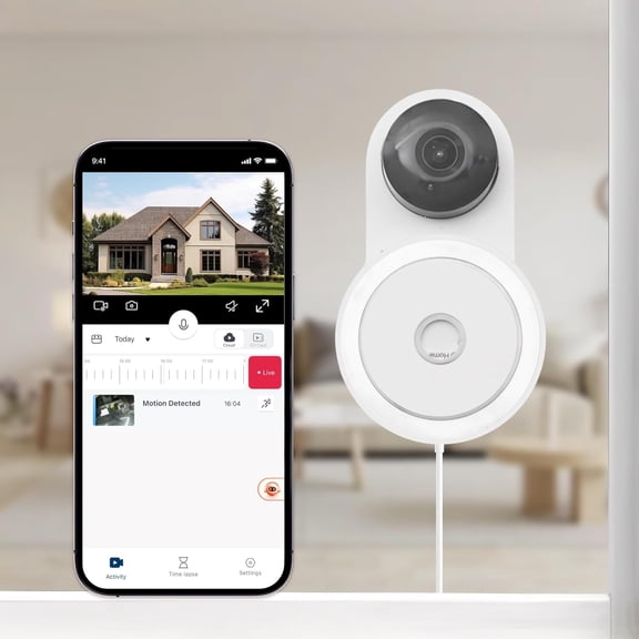 2K Indoor Security Camera with Adhesive Mount, 2-Way Audio, AI Human/Vehicle/Pet Detection, Alerts, Night Vision, Wall/Window Mount, Baby/Pet Monitor, Compatible with Alexa & Google Assistant