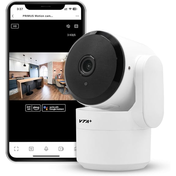 2K Indoor WiFi Security Camera - Motion Detection, Night Vision, Privacy Mode, Alexa/Google Compatible, Two-Way Audio, Dual-Band, 355 Rotation