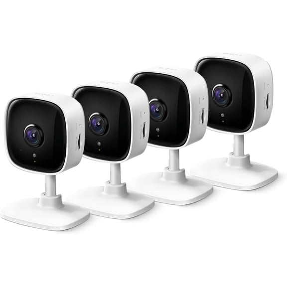 2K Indoor Wired Security Camera - Works as a Baby Monitor & Pet Camera, Person/Motion/Baby Cry Detection, 2-Way Audio, Siren, Subscription-Free Local Storage or Optional Cloud, C110P4 (4-Pack)