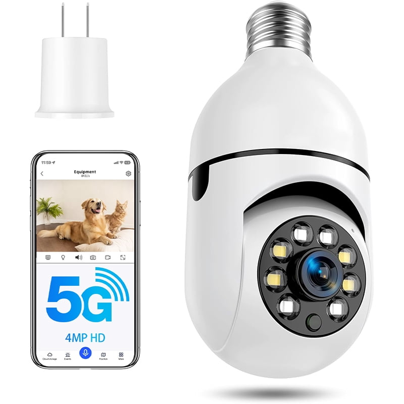 2K Light Bulb Camera -5G& 2.4GHz WiFi Security Cameras, Wireless ...