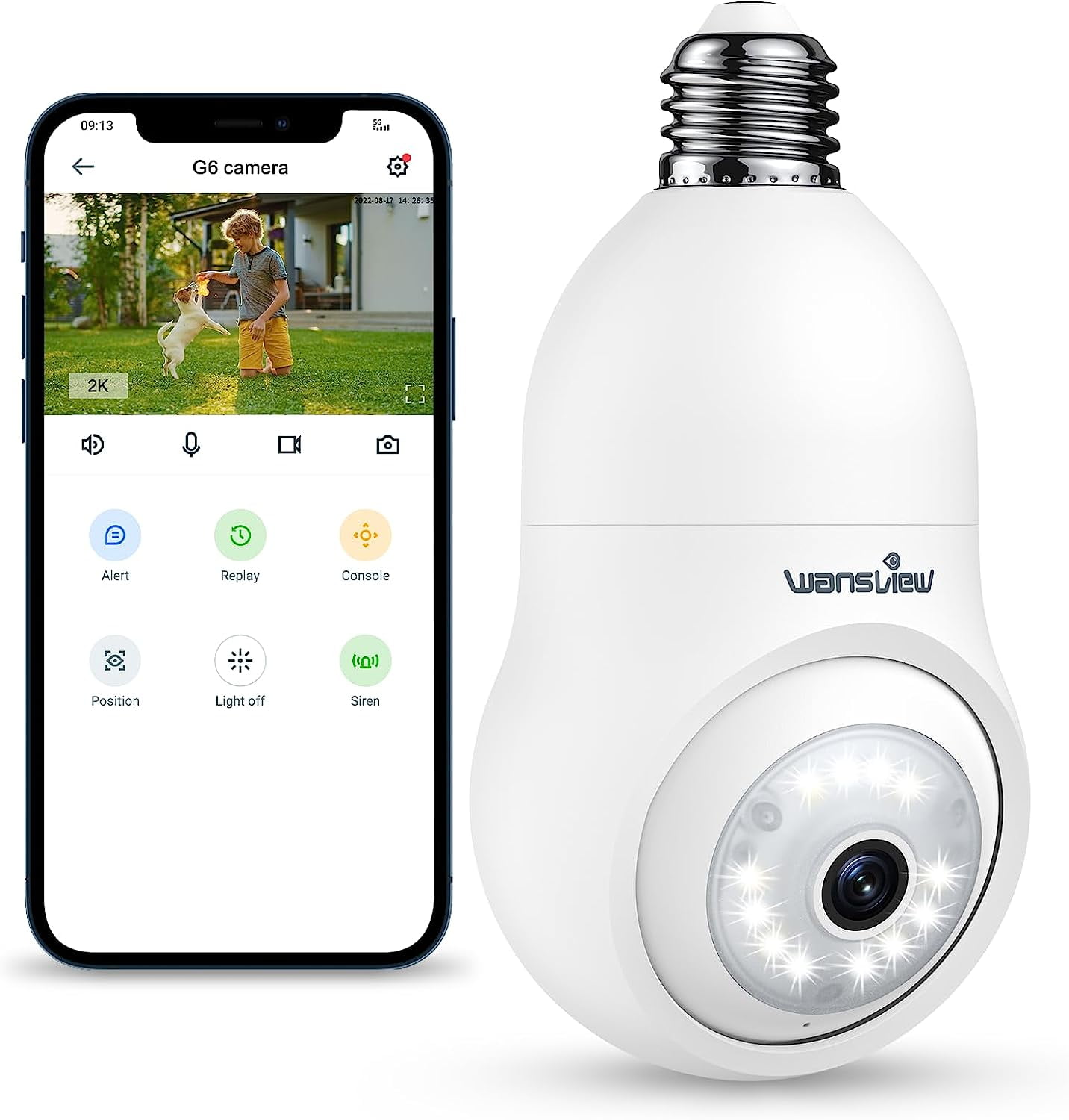 2K Light Bulb Security Camera 2.4G WiFi Security Cameras Wireless