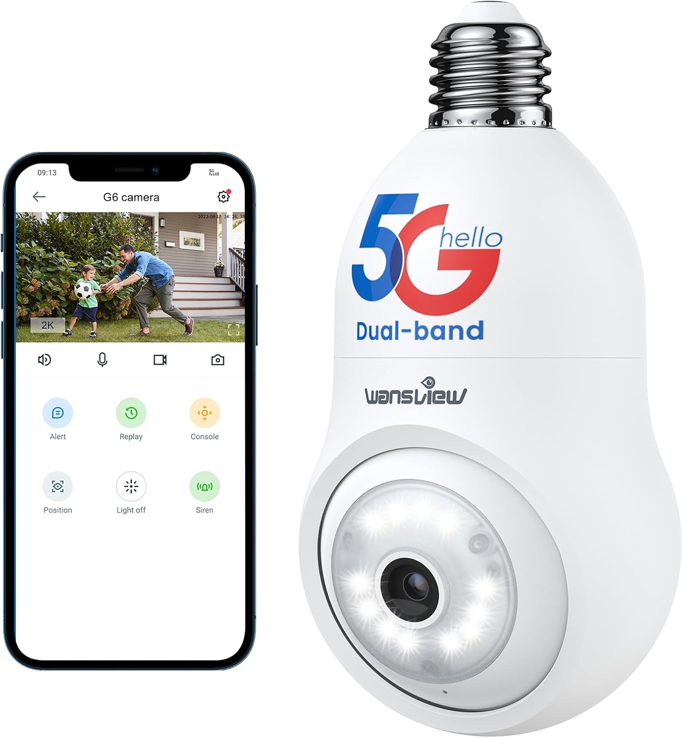 2K Light Bulb Security Camera5G&2.4G WiFi 360° Security Cameras