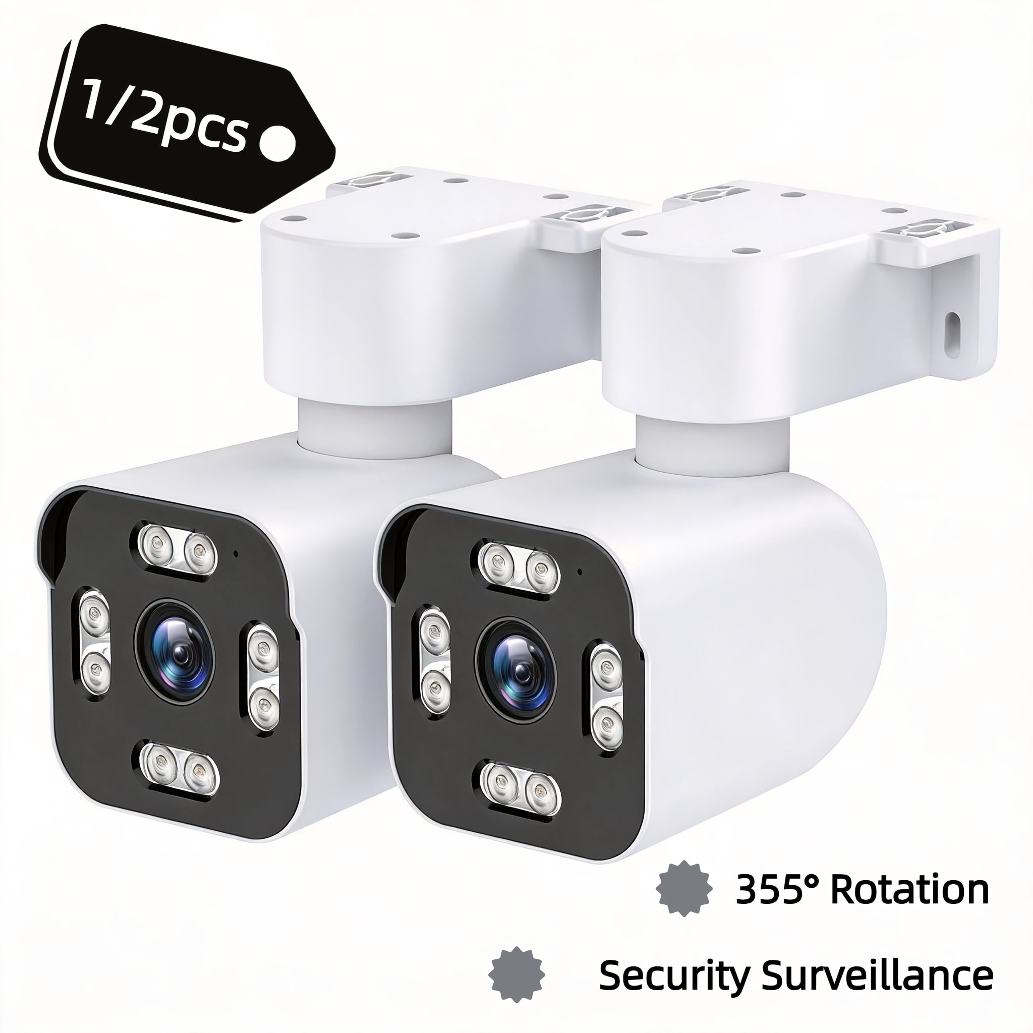 2K Outdoor Security Camera, 180° Panoramic View, Color Night Vision, Human Auto Tracking, Wired WiFi, All-weather, Alexa Google Assistant, 2.4&5G, 1pc/2pcs