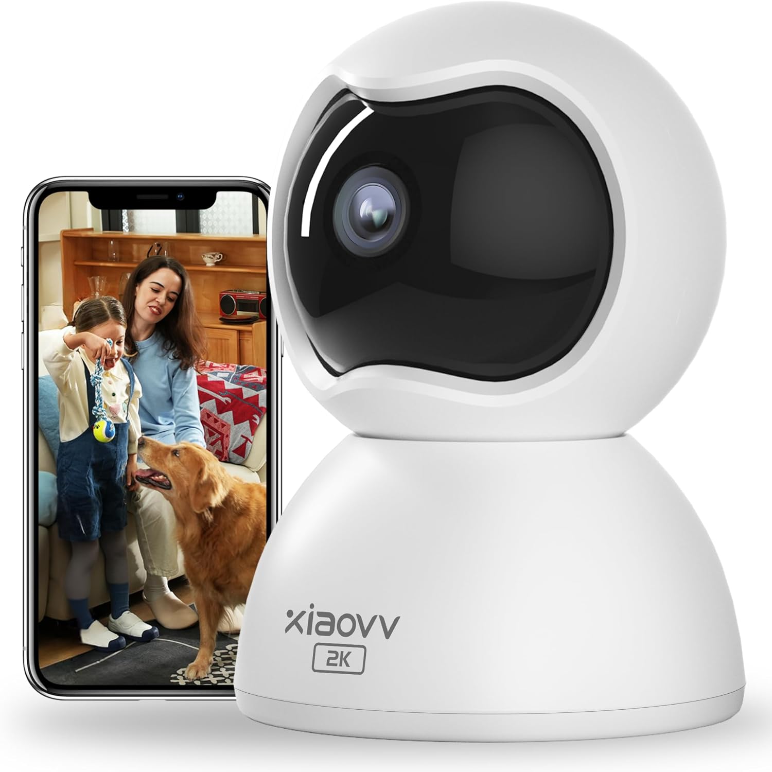 2K PTZ Indoor Camera,HD Baby Monitor with Camera and Audio,Pet Camera