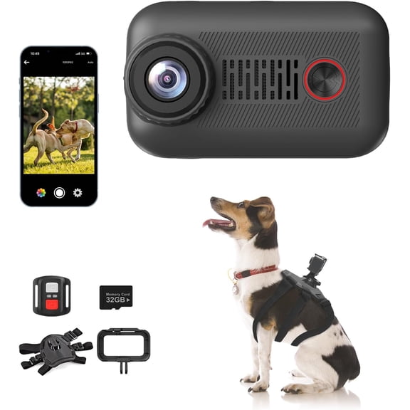 2K Pet Collar Camera with Phone 32GB SD Card 20MP Dog Collar Camera, PetCamera with Remote, Accessories Newly Upgraded Multifunctional ActionCamera