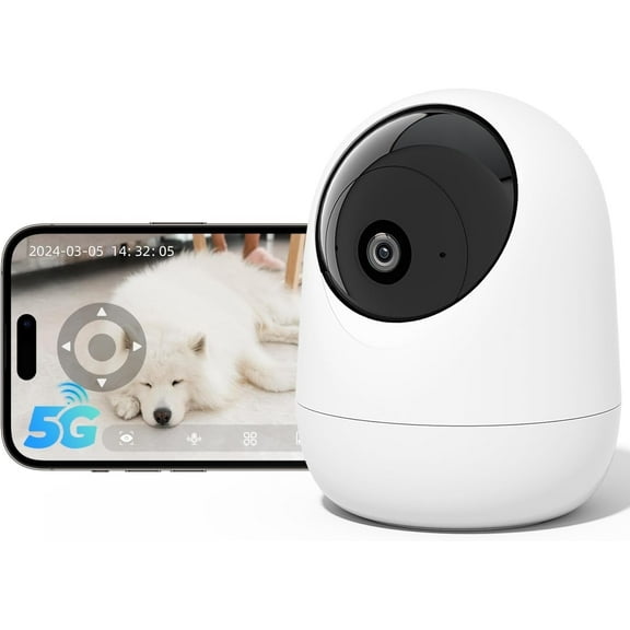 2K QHD Indoor Security Camera with Pan & Tilt 2-Way Audio, Night Vision, White, 1