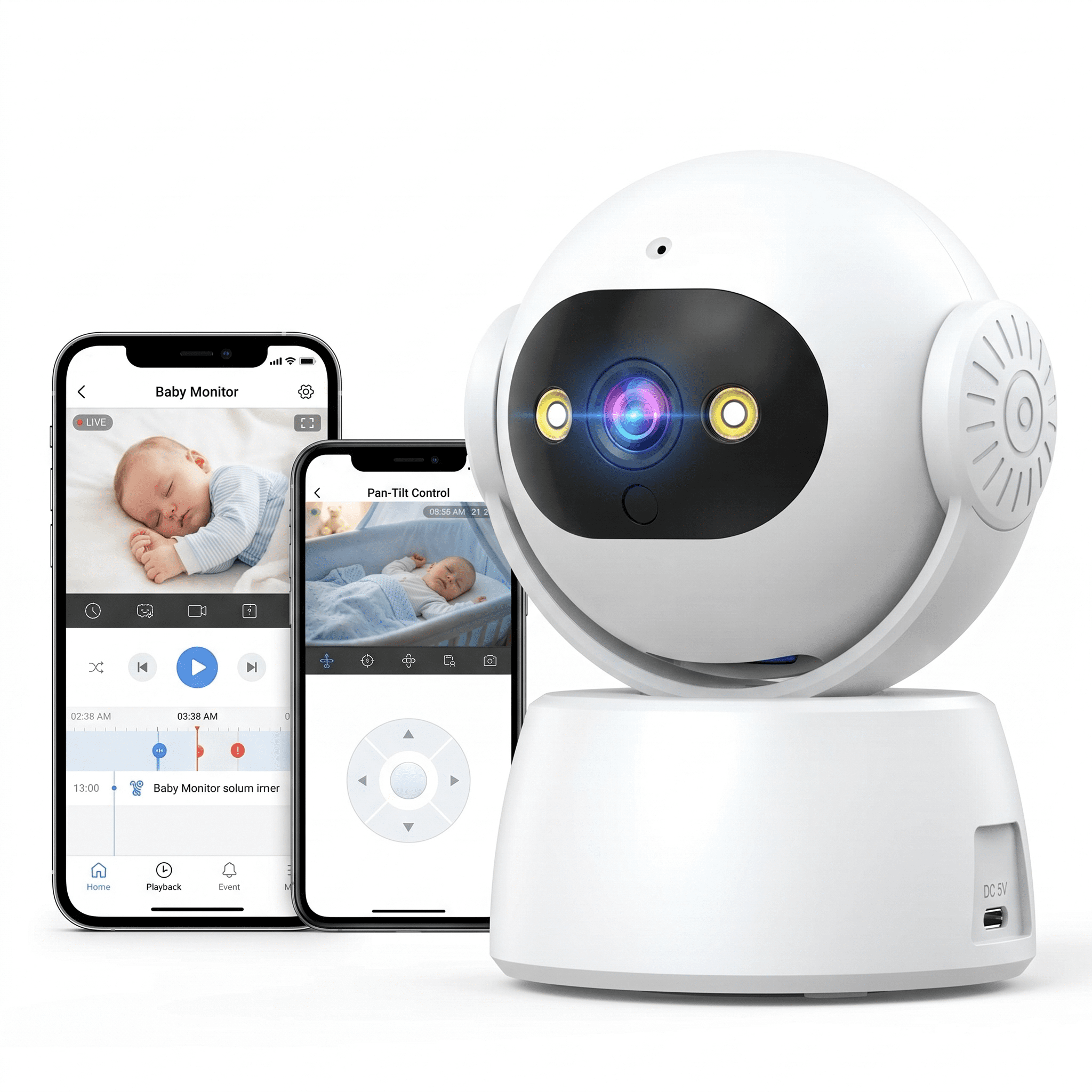 2K Security Camera Indoor, 3MP WiFi Home Camera with 355° Pan 180° Tilt, Motion Detection & Human Alert, Color Night Vision, SD Card & Cloud Storage, Baby/Elder/Pet Monitor, White