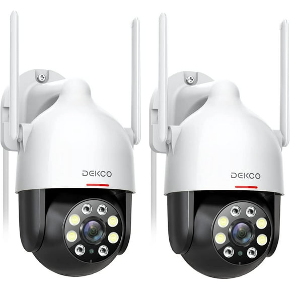 2K Security Camera Outdoor 2Packs, WiFi Outdoor Security Cameras Pan-Tilt 360 View, 3MP Surveillance Cameras with Motion Detection and Siren, 2-Way Audio, Full Color Night Vision, Waterproof
