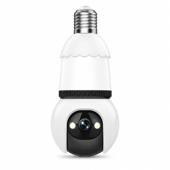 night vision 5G and 2.4GHz wireless indoor/outdoor security camera with night vision, motion detection, 360 remote viewing, and real-time alerts Light bulb Cord