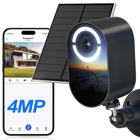 2K Solar Security Camera, 2.4GHz WiFi Security Cameras Wireless Outdoor, Battery Powered Cameras for Home Security, Color Night Vision, 2-Way Audio, Waterproof