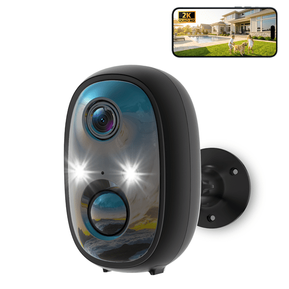 2K Solar Security Camera, Security Cameras Wireless Outdoor, 2.4G WiFi Cameras for Home Security, Motion Detection, Color Night Vision, Waterproof