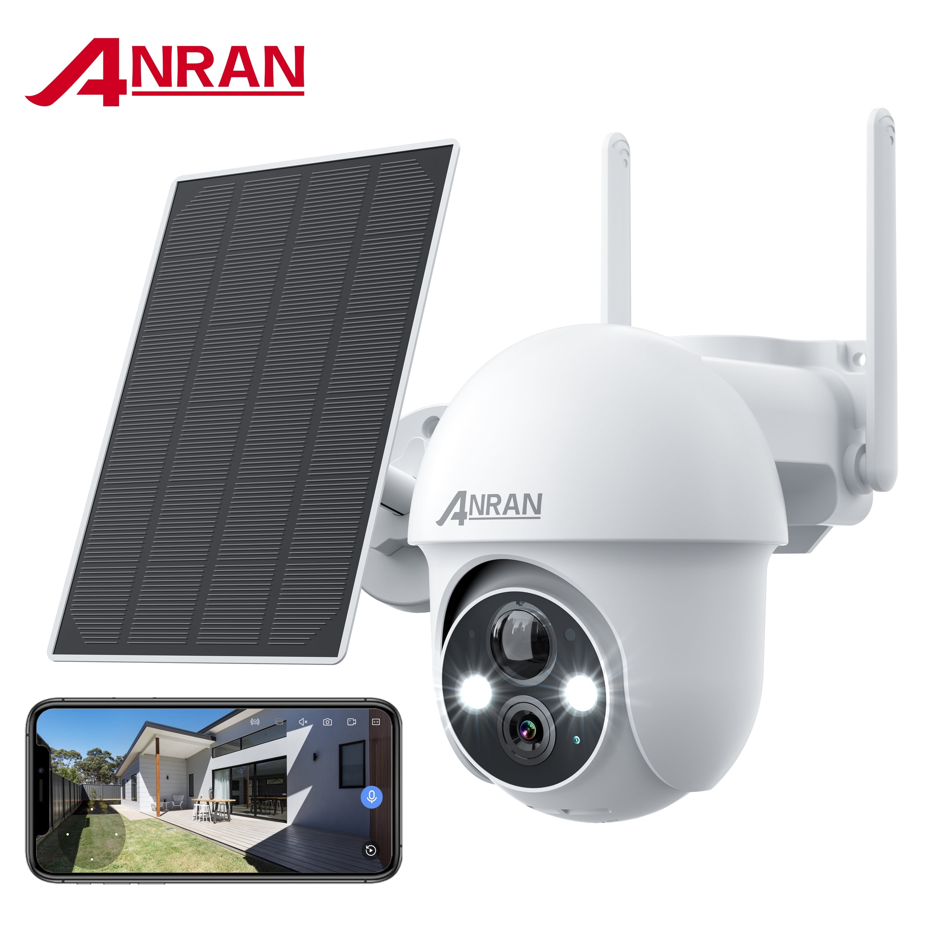 ieGeek Solar Security Cameras Wireless Outdoor 2 Pack, Battery Powered WiFi  Home Surveillance Cam with Smart Siren & Spotlight, Motion Sensor Camera