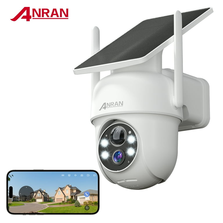 ANRAN 2K Solar Security Camera with Spotlight, WiFi, Smart Siren