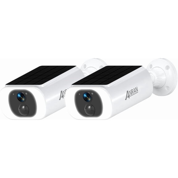 2K Solar Security Camera Wireless Outdoor, Forever Power with Built-in Solar Panel, WiFi Home Security Cameras, 2-Way Audio, PIR Detection, Color Night Vision, Works with Alexa, C3 2-Cam Pack