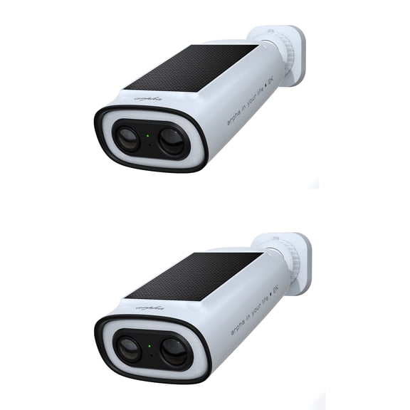2K Solar Security Cameras Wireless Outdoor, 2PCS, Solar Security Camera, 2.4GHz Wi-Fi Cameras for Home Security, Continuous Power, Removable Battery, Color Night Vision,Waterproof,Works with Aleax
