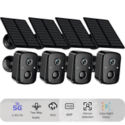 2K Security Cameras Wireless Outdoor with 2.4Ghz 5Ghz WiFi, Solar Panels, Battery Powered, AI Motion Detection Spotlight Siren Alarm,, Night Vision, 2-Way Talk,