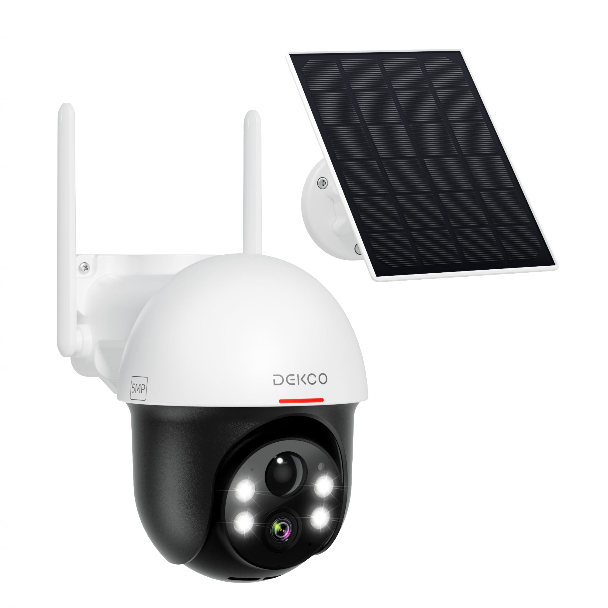 2K Solar Security Cameras Wireless Wifi with Spotlight & Siren, DEKCO Outdoor Camera 360° View,Color Night Vision,Motion Detection, 2-Way Audio