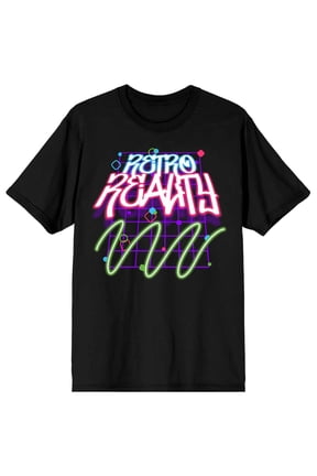 2K Tech Y2K Retro Reality Neon Lights Crew Neck Short Sleeve Men's Black T-shirt-5XLB