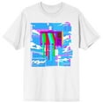 thumbnail image 1 of 2K Tech Y2K TV Screen Glitch Crew Neck Short Sleeve Men's White T-shirt - 4XLB, 1 of 4