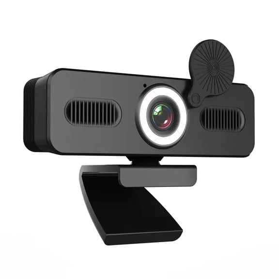 2K USB Webcam with LED Ring Light & Noise Reduction Microphone, HD Camera for PC Laptop Desktop