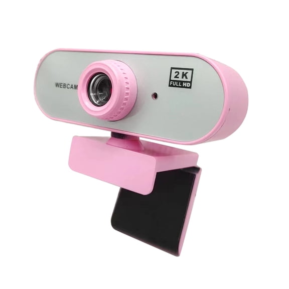 2K Ultra HD Pink USB Webcam with Microphone, AutoFocus, Plug and Play for Video Conferencing/Live Streaming