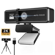 كاميرا ويب بدقة 2K، وكاميرا ويب عالية الدقة بدقة 1440 بكسل مع ميكروفون، وكاميرا USB للكمبيوتر/الكمبيوتر المحمول/Mac، وكاميرا ويب مع حامل/غطاء للخصوصية، وكاميرا بث ذات تركيز تلقائي للألعاب/المكالمات