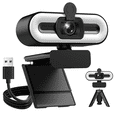 thumbnail image 1 of 2K Webcam for PC, 1080P 60FPS USB Webcam with 3-Level Ring Light, Autofocus, Dual Noise Cancelling Mics, 108° Wide Angle, Low Light Vision, Privacy Cover & Tripod, for Meetings, Video Calls,Streaming, 1 of 11