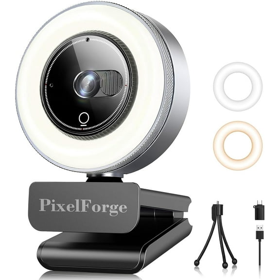 2K Webcam for PC with Microphone & Light & Privacy Cover, Web Camera for Desktop Computer/Laptop/Monitor/Mac, USB Streaming Camera for Zoom/Skype/Teams/Video Calling/Studying and Conference