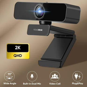 2K Webcam with 2 Microphones，USB Webcam for Desktop and Laptop, with Privacy Cover and Webcam Tripod, Plug and Play, for Conferencing and Video Calling