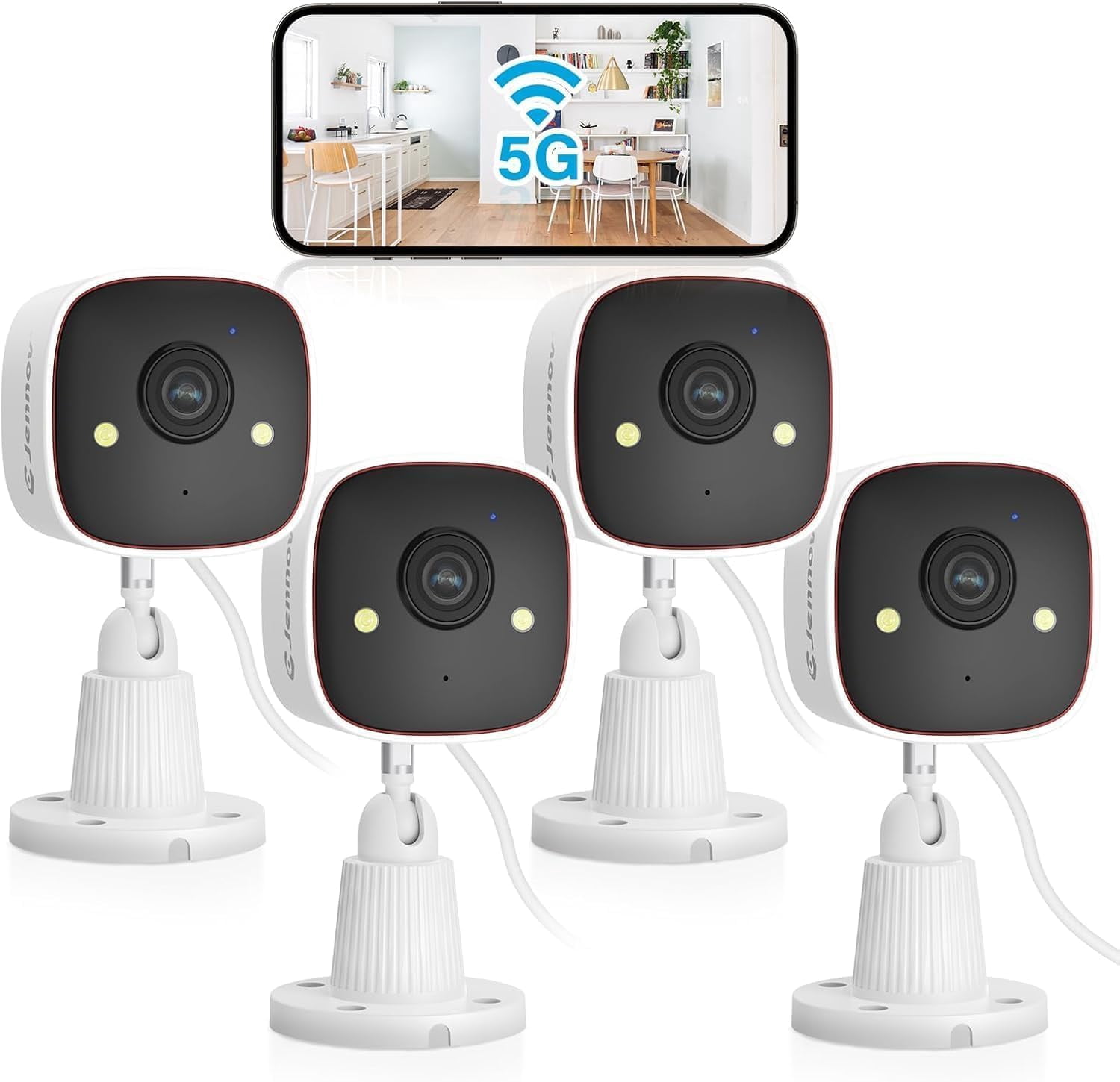 2K WiFi Security Camera Indoor/Outdoor, Plug-in Home Surveillance Cam with Color Night Vision, Human Motion Detection, 2-Way Audio, IP66 Waterproof, Baby & Pet Monitor, 5G/2.4G