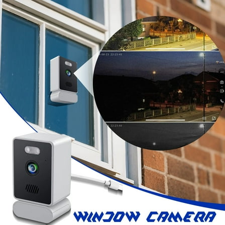 2K Window Camera,2.4GHz & WiFi Indoor Cameras for Home Security,Dog Camera with Mounting Sticker Al Color Night Vision,Person & Motion Detection, 1Pc(White)