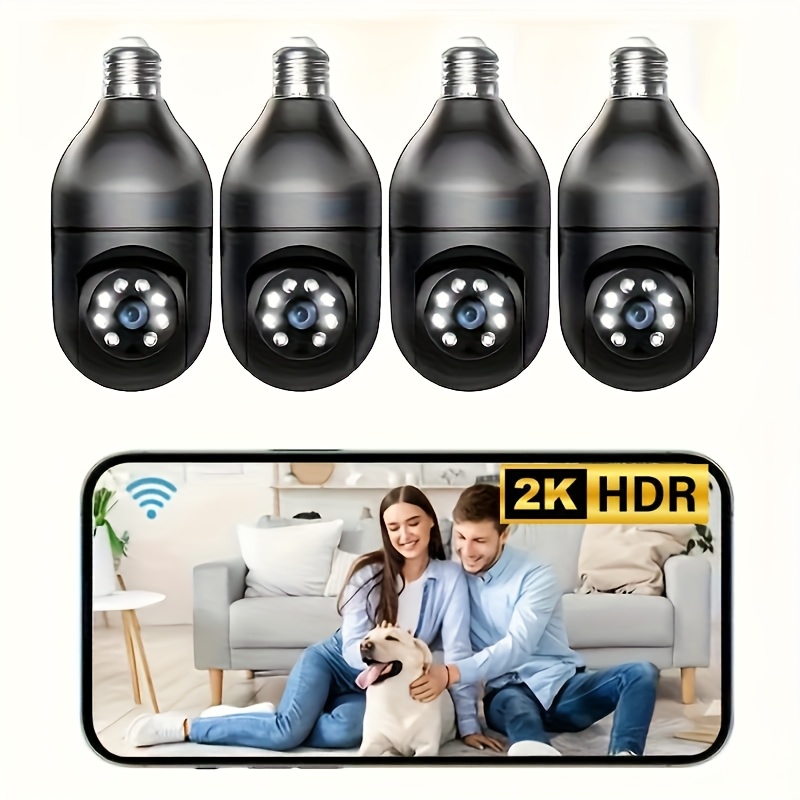 [2K Wireless Bulb Cam] Wireless Light Bulb Security Camera 2K | 360 ...