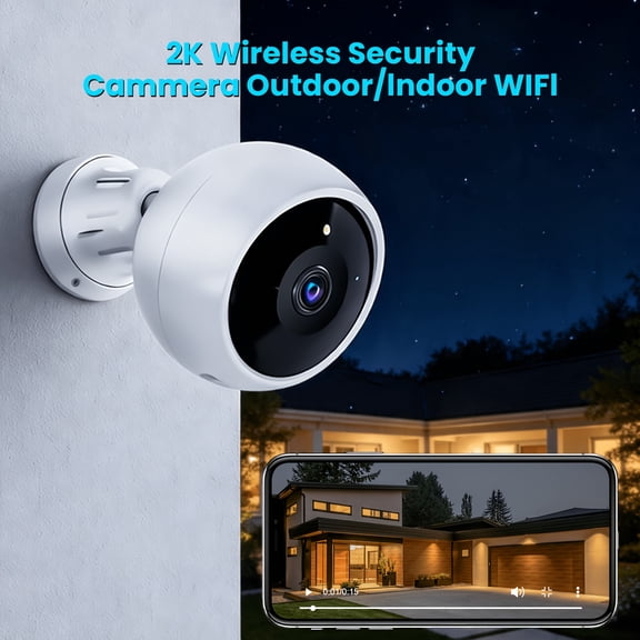 2K Wireless Outdoor Security Camera with Color Night Vision, AI Human Motion Detection, 2-Way Audio & Siren Alarm, Suitable for Home Security, Cloud/SD Storage, /Outdoor WiFi Camera System