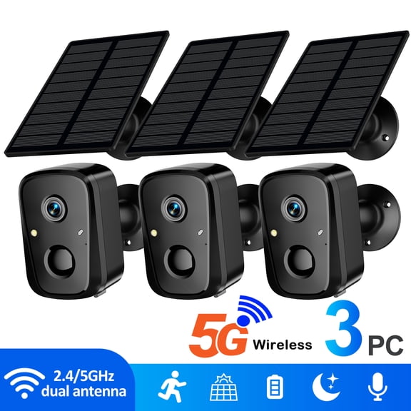 2K Wireless Outdoor Solar Security Camera with Spotlight, Waterproof PIR Detection, 2.4Ghz&5Ghz Wi-Fi, Rechargeable Battery Powered Home Surveillance Camera with Color Night Vision, 2-Way Audio