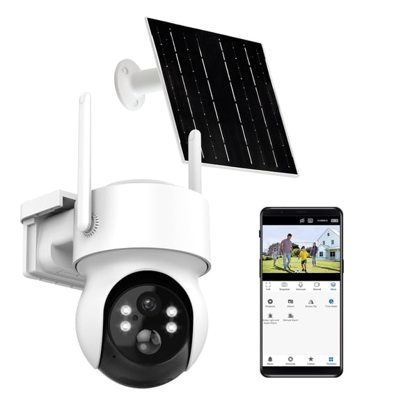 INSEETECH 2K WiFi Solar Security Camera, 4MP PTZ WiFi Outdoor Camera with Floodlight, 1-Pack
