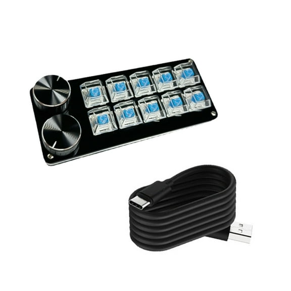 2Knob Macro Keyboards Mechanical Gaming Programmable Keypad 9/10/12/15Key Clear