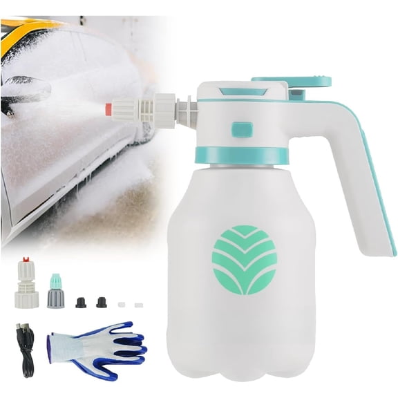 2L/0.5Gallon Electric  Sprayer - Rechargeable   Sprayer with 2 Nozzles, Type-C , 1hour Runtime for  Wash (White)