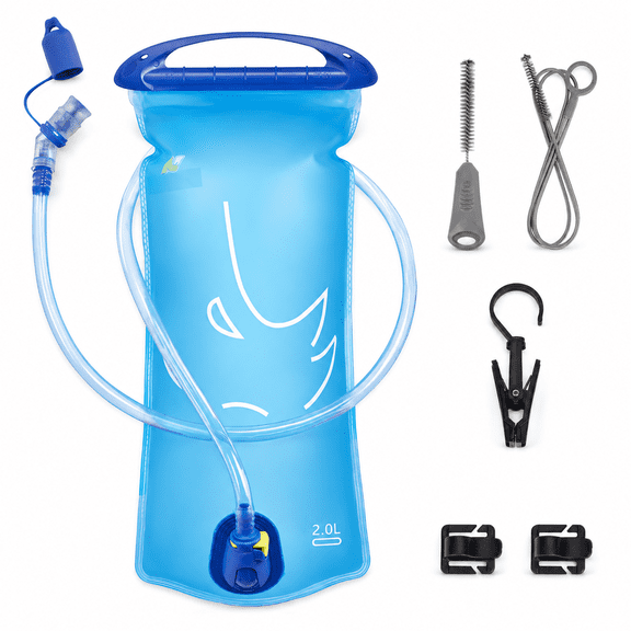 2L-Blue Hydration Reservoir Bladder Kit for Hiking, Camping and Outdoor Activities
