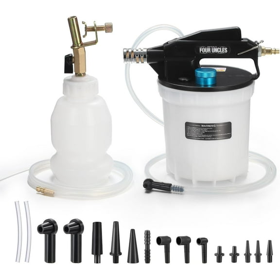 2L Brake Bleeder Vacuum Pump Kit - Pneumatic Fluid Extractor with 1L Refilling Bottle & Adapters for Automotive Bleeding, One-Person Operation