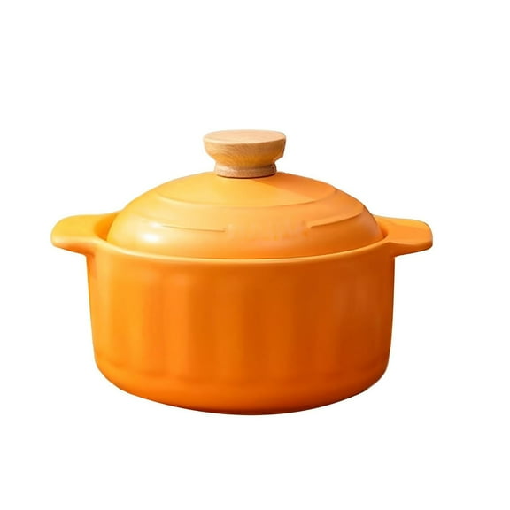 2L Casserole, Soup Pot, Ceramic Pans, Round Ceramic Casserole with Lid, Stew Pot, High Temperature Resistant Clay Cooking Pot, For Gas Stoves, Multifunctional Kitchenware