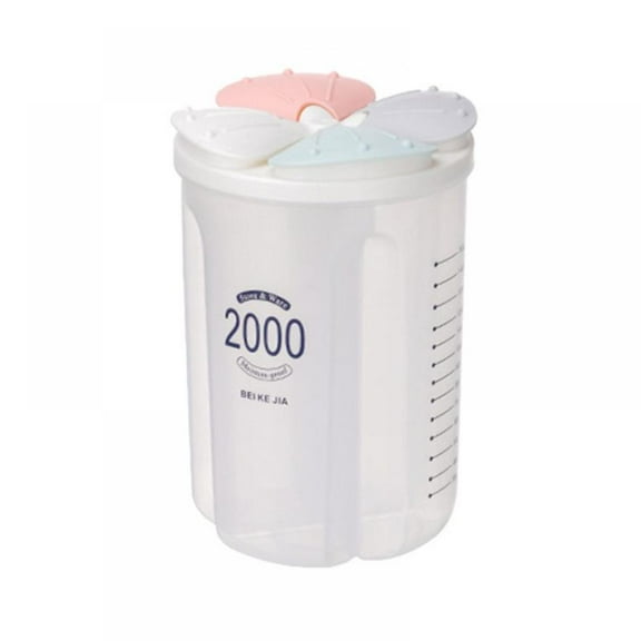 2L Cereal Storage Container, Sealed Dry Food Storage Container with Lid and Partition for Snacks,Flour, Cereal and Baking Supplies (4 Cells)